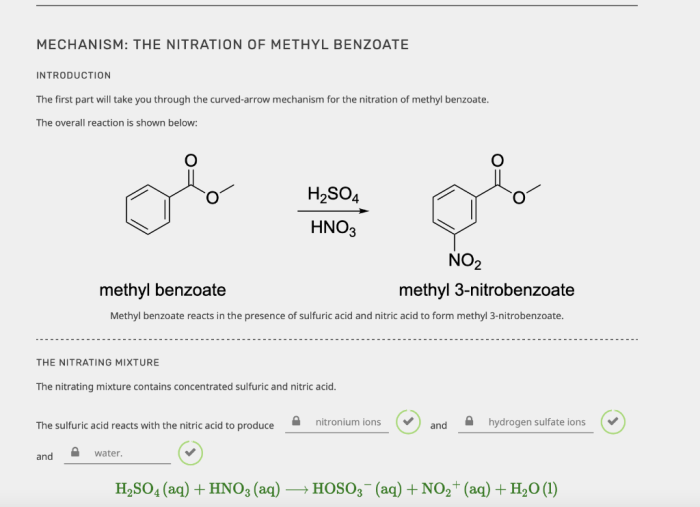 Mechanism for nitration of methyl benzoate