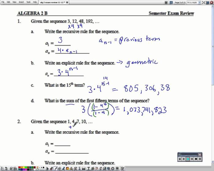 Algebra 2 semester 1 final exam answer key