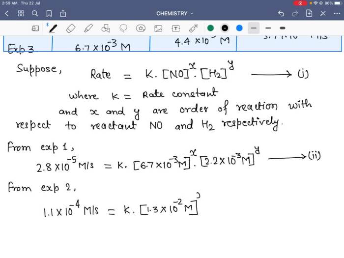 Write the rate law for the following elementary reaction