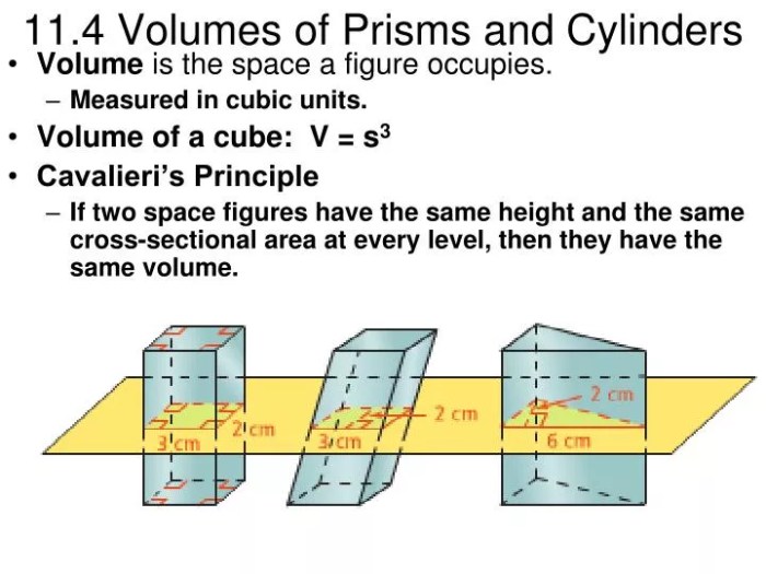 Volumes of prisms and cylinders quick check