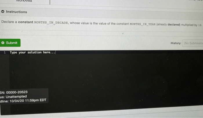 Declare an integer constant months_in_year whose value is 12