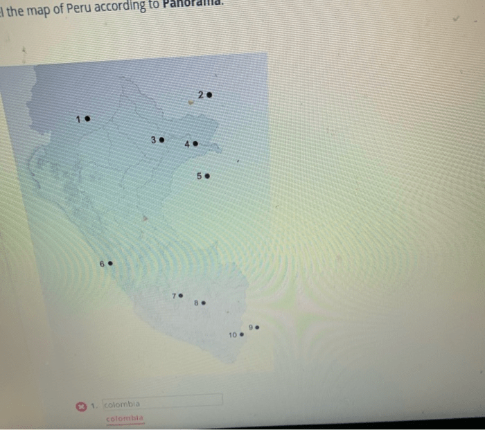 Label the map of nicaragua according to panorama